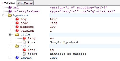 XML Notepad Hymnbook Export