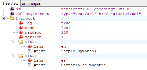 XML Notepad Hymnbook with Titles