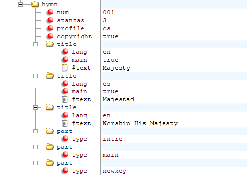 XML Notepad Hymn Parts